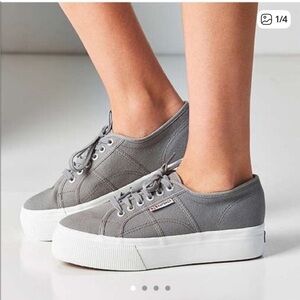 Superga Grey Platform Sneakers